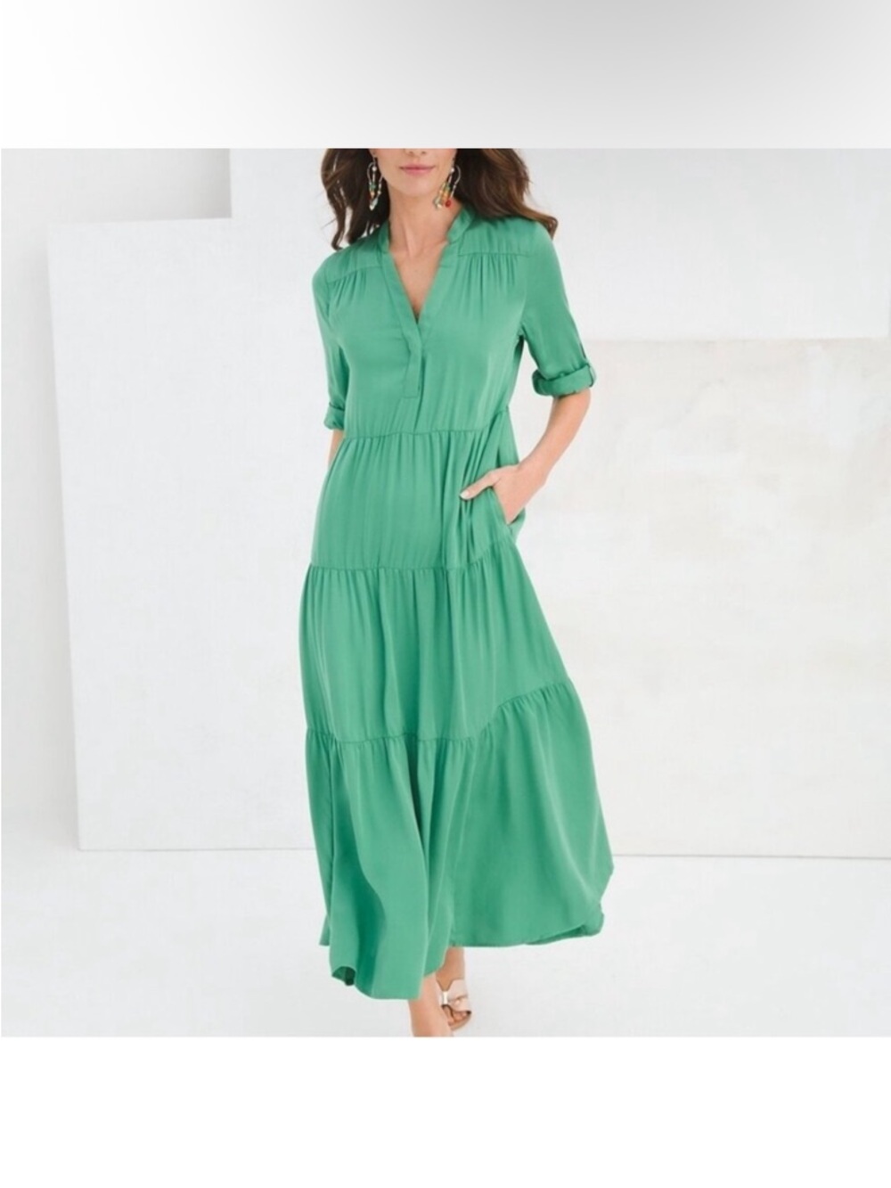 Chico's Tiered Sandwash Maxi Dress
Kelly Green
